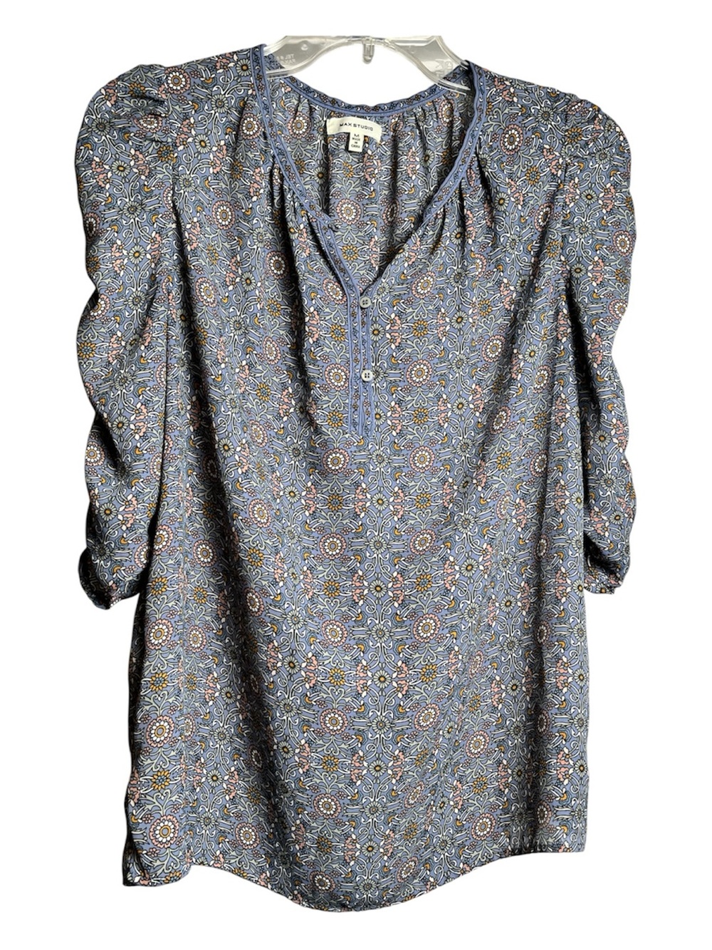 Max Studio Blue Medallion Print Blouse